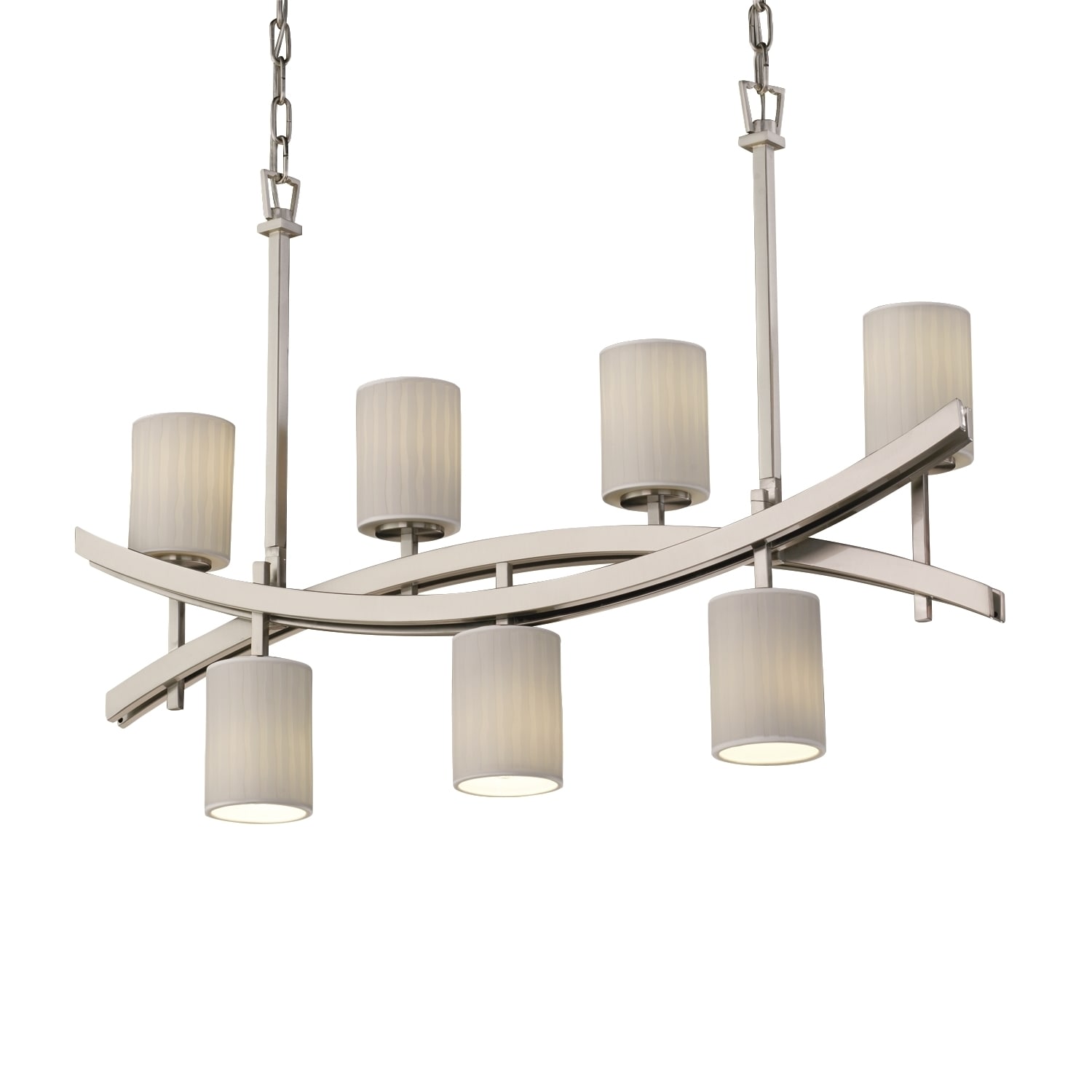 Justice Design Group Limoges Archway 7-light Brushed Nickel Chandelier, Brushed Nickel Cylinder - Flat Rim Shade (Brushed Nickel, Waterfall) - Chandeliers For Bedrooms by Overstock.com