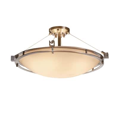 Justice Design Porcelina Metropolis 6-light Brushed Nickel Round Bowl Semi-flush, Smooth Shade
