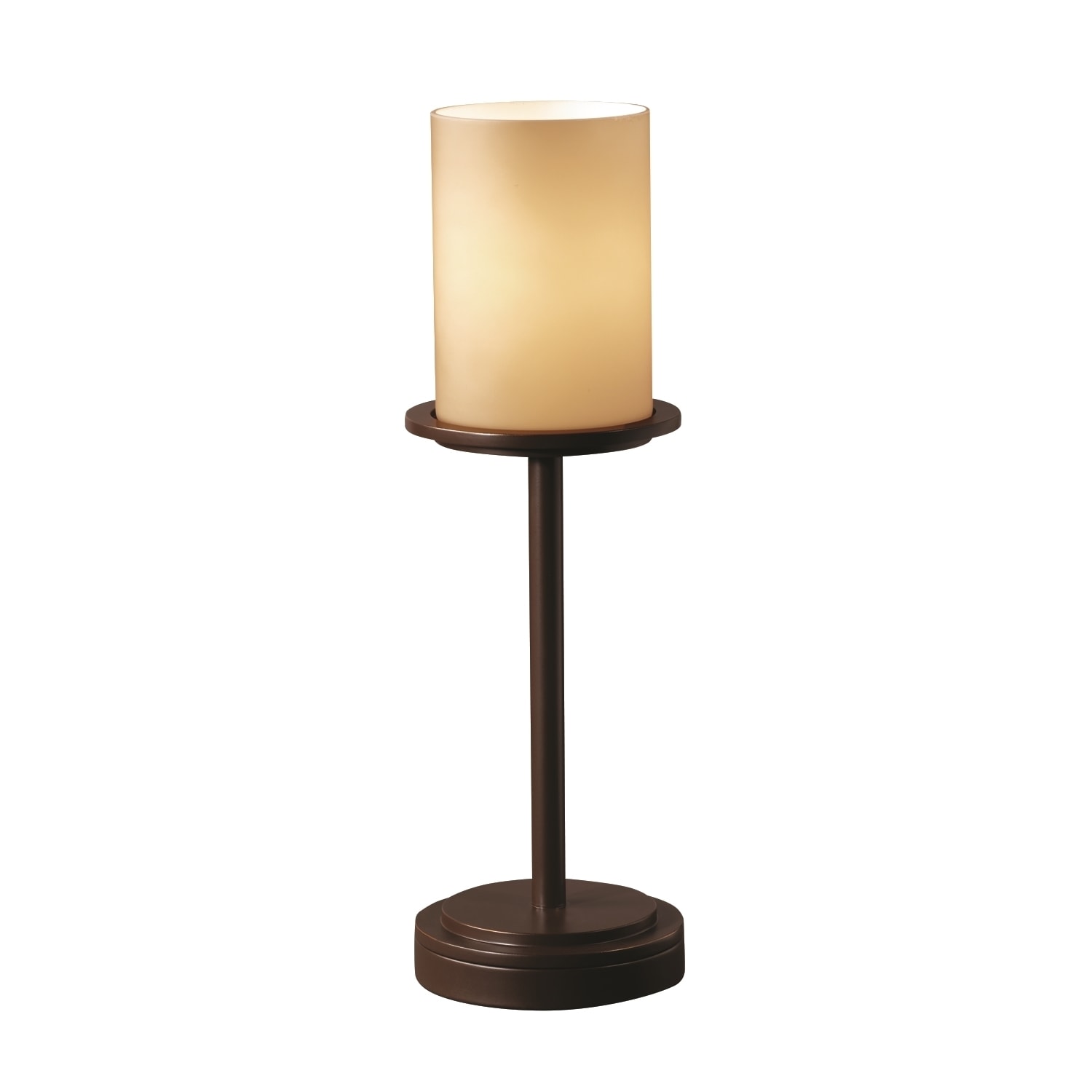 Justice Design Fusion Dakota 1-light Dark Bronze Table Lamp, Almond Cylinder - Flat Rim Shade