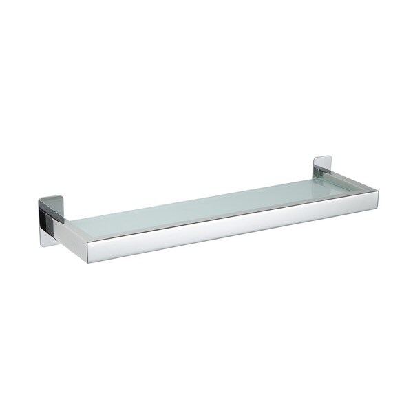 Shop Cortesi Home Rikke Contemporary Stainless Steel Glass Vanity Shelf