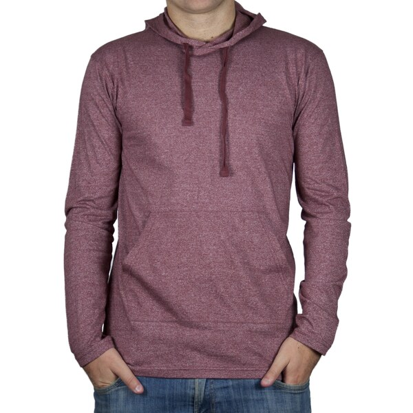 Straight Faded Men's Long-Sleeve Burgundy Pocket Hoodie T-Shirt ...