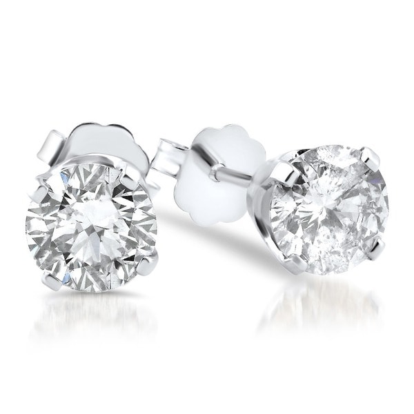 Shop 14k White Gold 1ct TDW Diamond Stud Earrings - On Sale - Free Shipping Today - Overstock ...