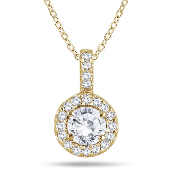 Shop Marquee Jewels 10K Yellow Gold 1/2 Carat Halo Diamond Pendant ...