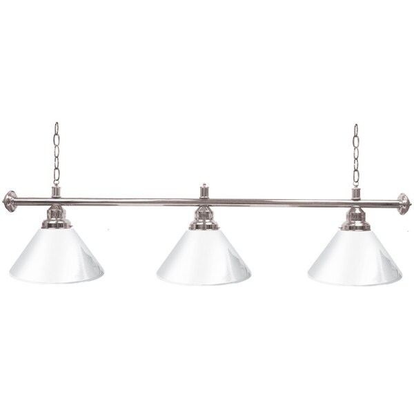 Premium 3 Shade Billiard Lamp White and Silver