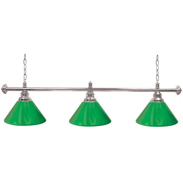 Premium 3 Shade Billiard Lamp Green and Silver