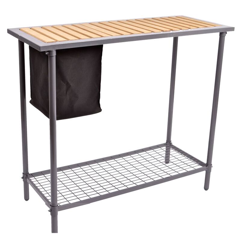 Steel Garden Utility Bench with Wooden Top