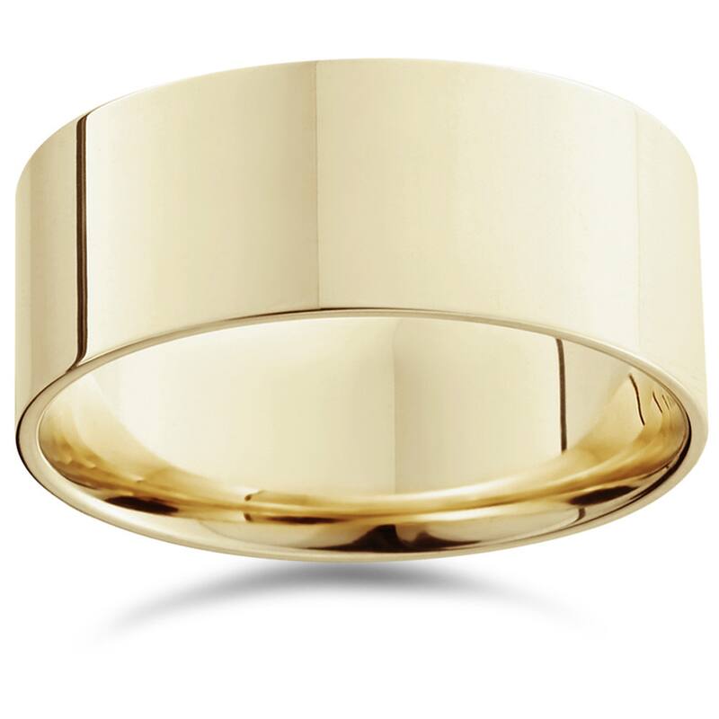 14k White Yellow and Rose Gold 9mm Plain Flat Wedding Band