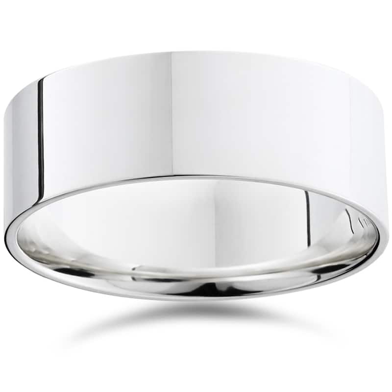 14k White Yellow and Rose Gold 8mm Plain Flat Wedding Band