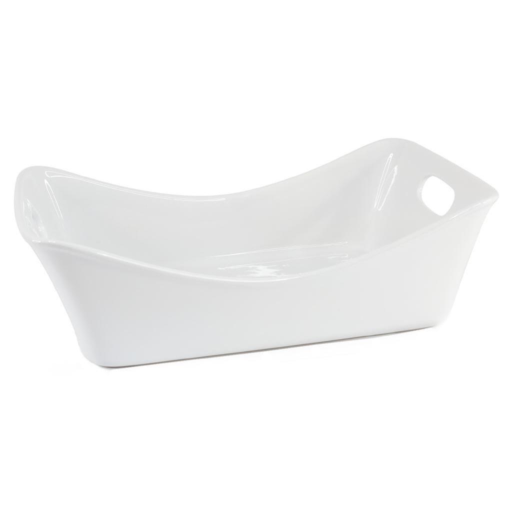 Blue Harbor White Ceramic 5 Quart Rectangular Open Baker with Handles