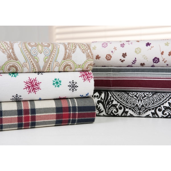 Bibb Home 100-percent Cotton Printed Flannel Sheet Sets - Free Shipping On Orders Over $45 ...