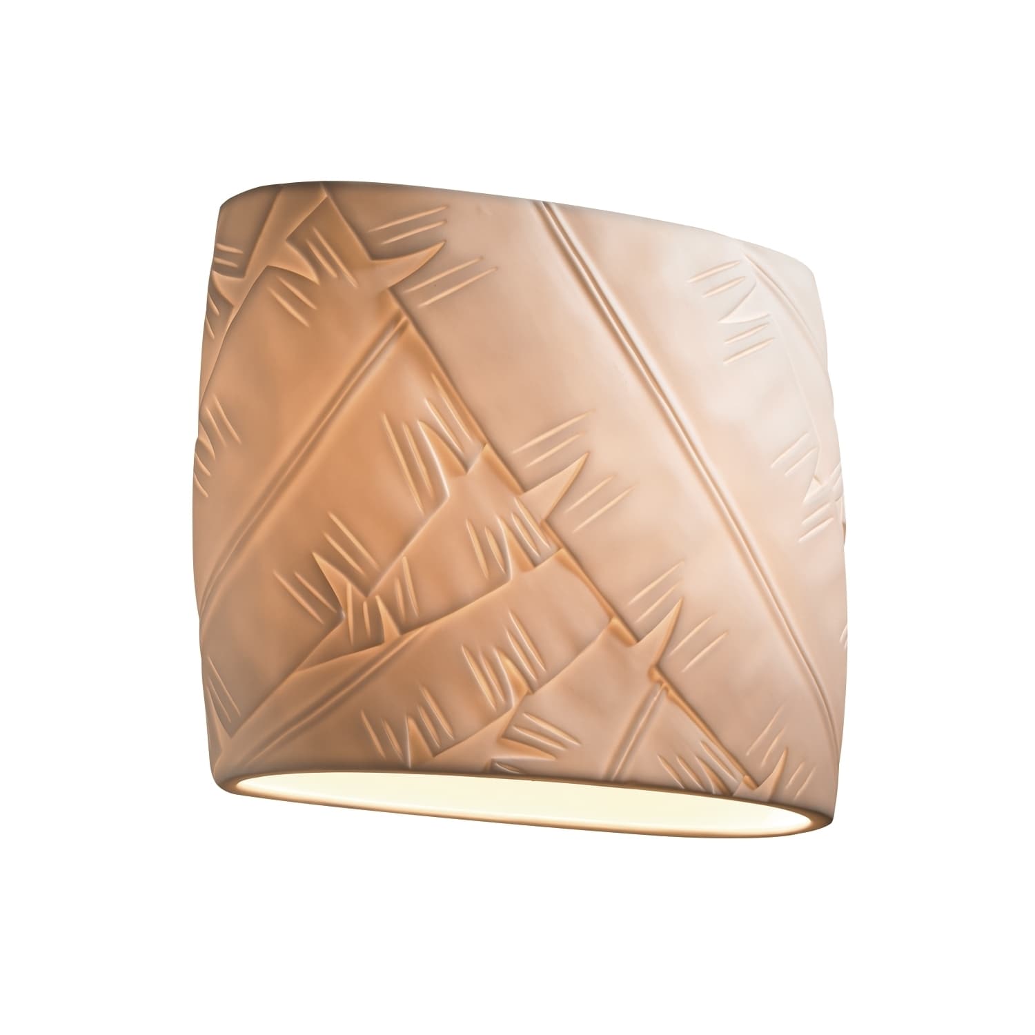 Justice Design Porcelina 2-light ADA Wall Sconce, Oval Banana Leaf Shade