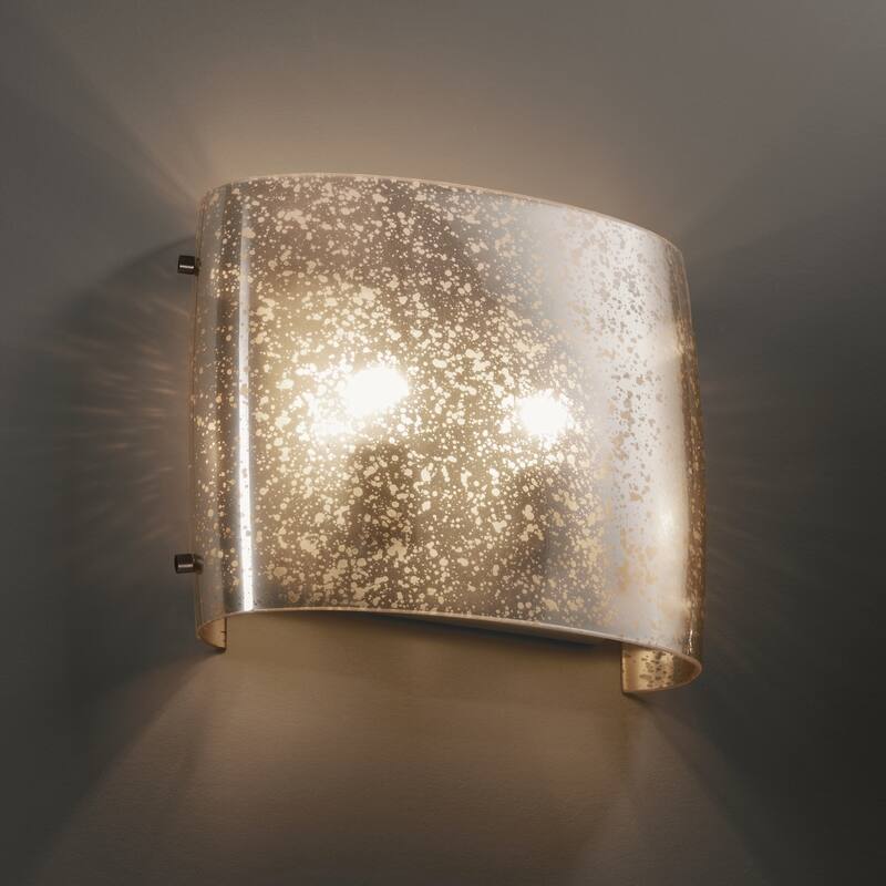 Justice Design Fusion Finials 2-light Dark Bronze ADA Wall Sconce, Mercury Shade