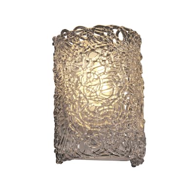 Justice Design Veneto Luce Finials 2-light Polished Chrome ADA Wall Sconce, Lace Shade