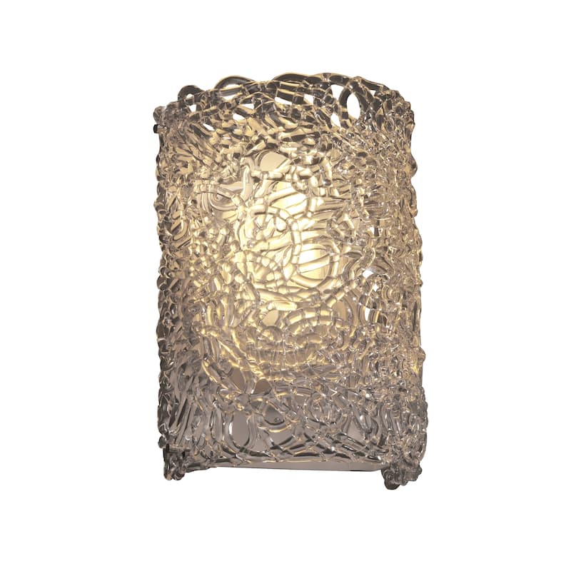 Justice Design Veneto Luce Finials 2-light Polished Chrome ADA Wall Sconce, Lace Shade