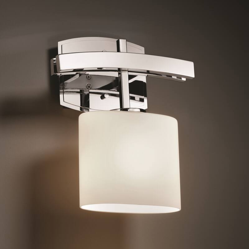 Justice Design Fusion Archway 1-light Polished Chrome ADA Wall Sconce, Opal Oval Shade