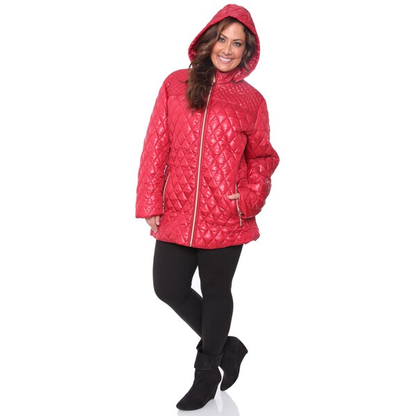 red plus size puffer coat