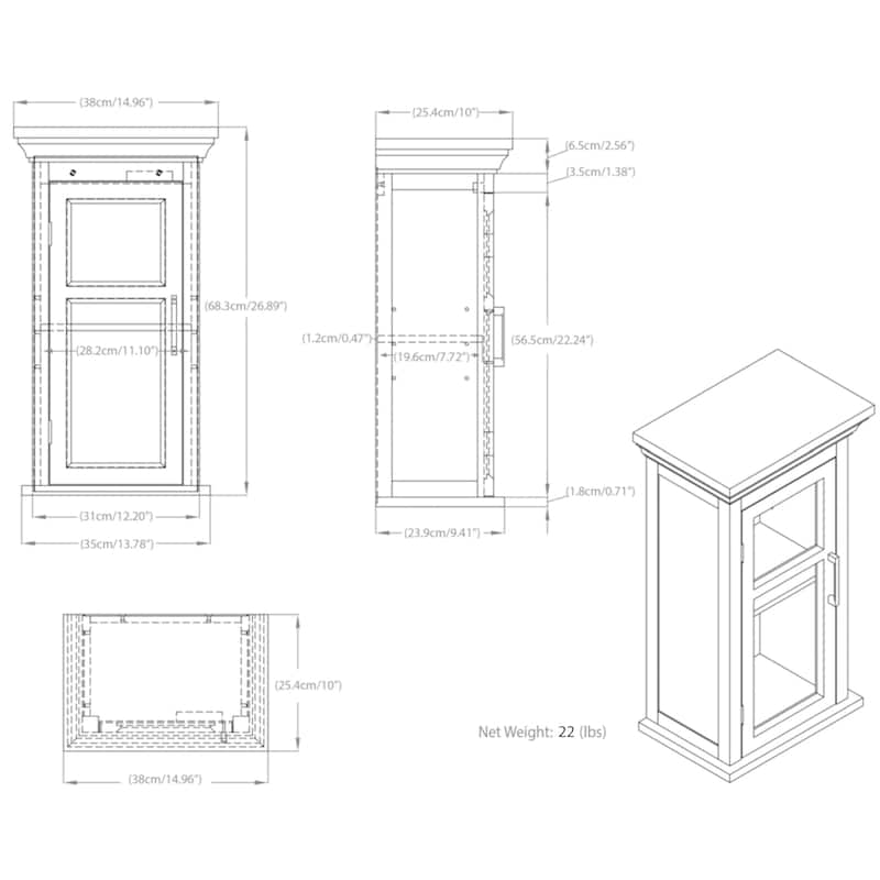 WYNDENHALL Hayes 26.9 inch H x 15 inch W Single Door Wall Cabinet