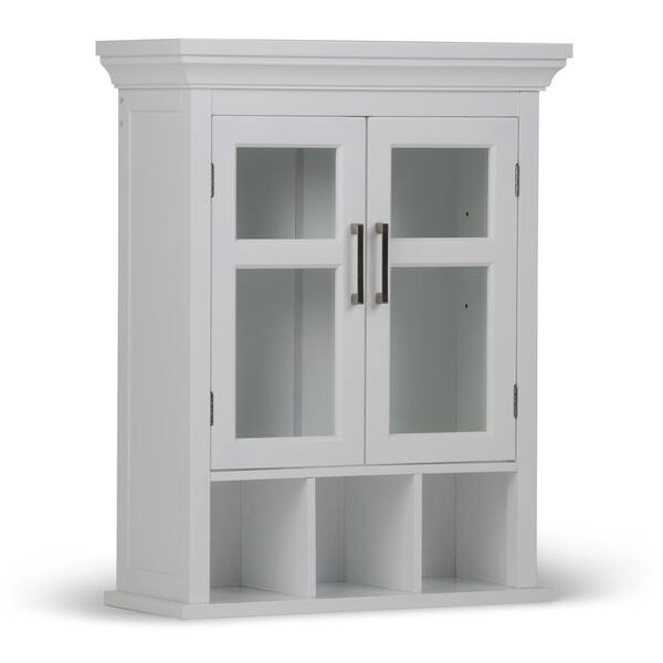 Shop Wyndenhall Hayes 30 Inch H X 23 6 Inch W Two Door Wall Bath Cabinet With Cubbies On Sale Overstock 10700440 Mdf Glass Pure White