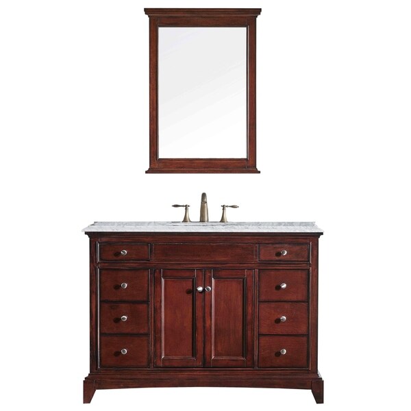Eviva Elite Stamford® 48" Brown Bathroom Vanity Set with Double OG Crema Marfil Marble Top & White Undermount Porcelain Sink