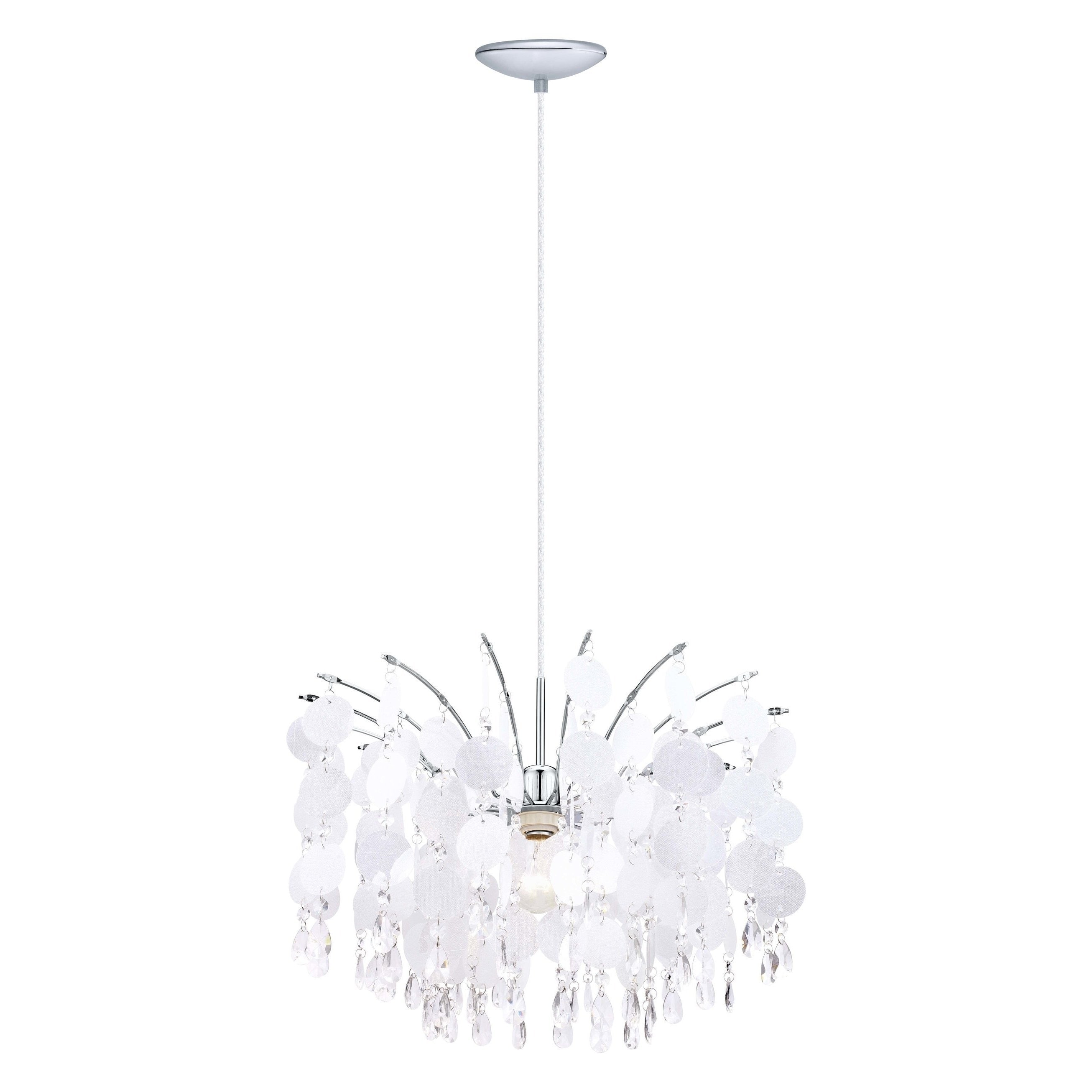 Eglo FEDRA 1-light 150-watt Chandelier with Chrome Finish and Glitter Teflon Glass and Crystals (1 x 150W Chrome & Glitter Teflon Glass & Crystals) - Chandeliers For Bedrooms by Overstock.com