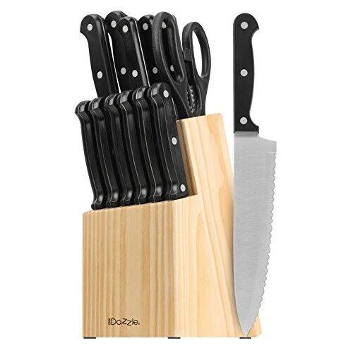 CookDazzle Series 14-piece Knife and Wood Block Set