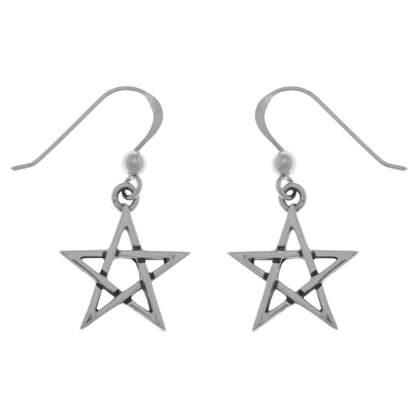 Shop Sterling Silver Five Point Star Dangle Earrings - Free Shipping On ...
