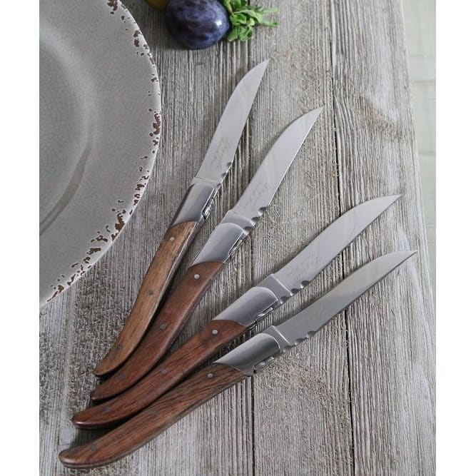 French Home Set of 4 Laguiole Connoisseur Rosewood Steak Knives