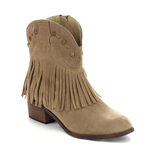 Shop Beston DA42 Women's Low Heel Western Style Cowboy Fringe Ankle ...