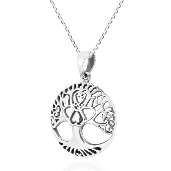 Solid 925 Sterling Silver Textured Tree Of Life Pendant