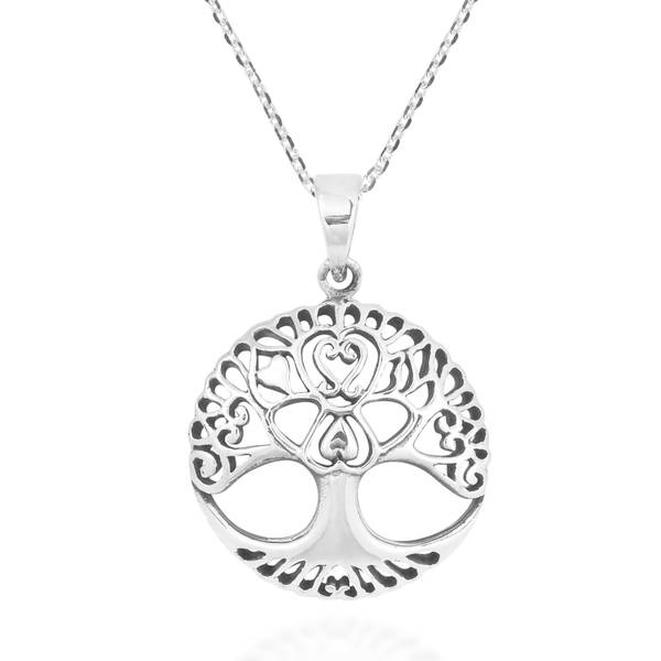 Solid 925 Sterling Silver Textured Tree Of Life Pendant
