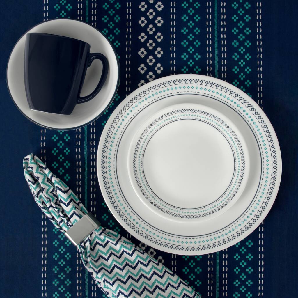 Corelle Livingware Folk Stitch Dinnerware 16-Piece Set
