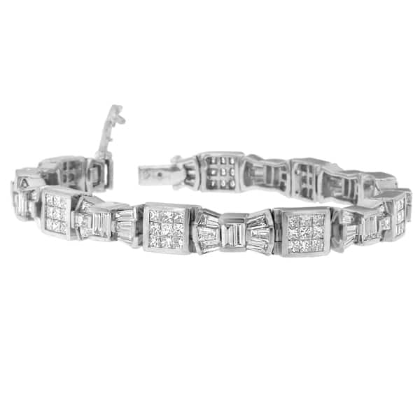 14k White Gold 9ct Tdw Princess And Baguette Cut 14k White Gold 9ct Tdw Princess And Baguette Cut