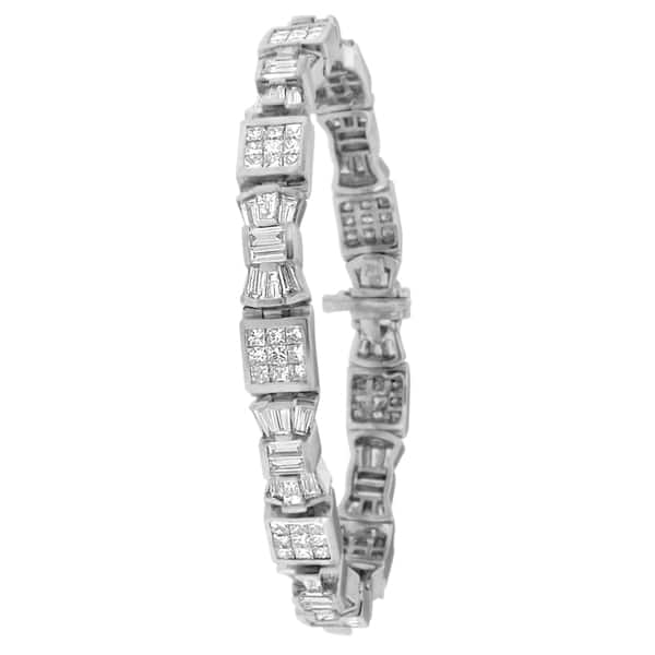 14k White Gold 9ct Tdw Princess And Baguette Cut 14k White Gold 9ct Tdw Princess And Baguette Cut