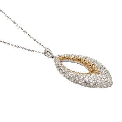 Kabella Luxe 18k White Gold 3 7/8ct TDW Pave Yellow and White Diamond Necklace