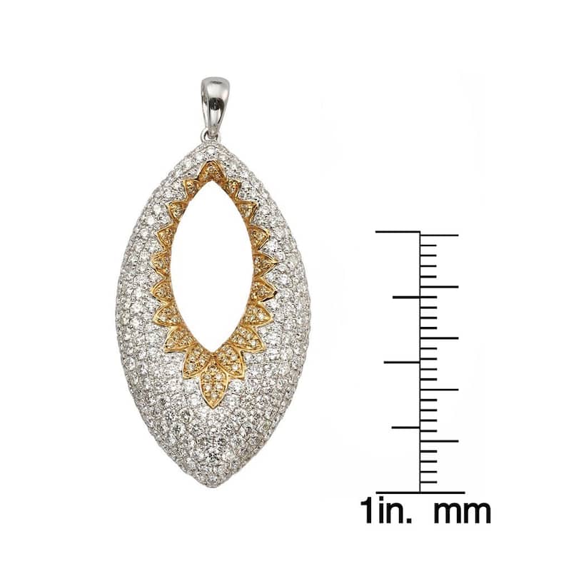 Kabella Luxe 18k White Gold 3 7/8ct TDW Pave Yellow and White Diamond Necklace