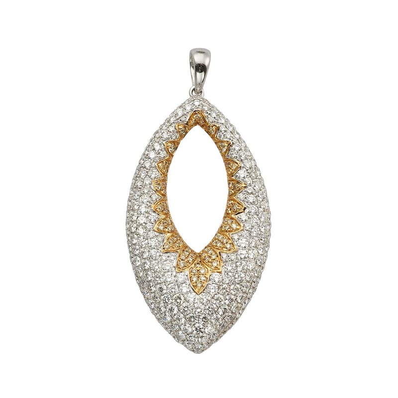 Kabella Luxe 18k White Gold 3 7/8ct TDW Pave Yellow and White Diamond Necklace