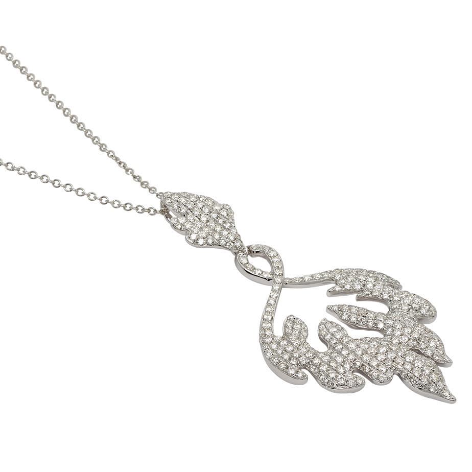 Kabella Luxe 18k White Gold 2 1/8ct TDW Diamonds Swirling Flame Necklace (G-H, SI1)