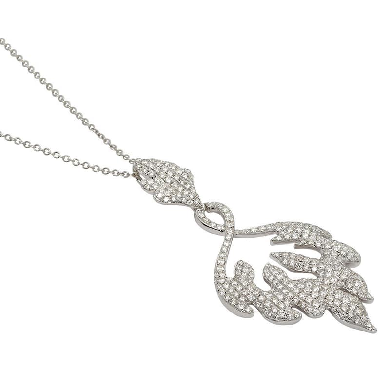 Kabella Luxe 18k White Gold 2 1/8ct TDW Diamonds Swirling Flame Necklace (G-H, SI1)