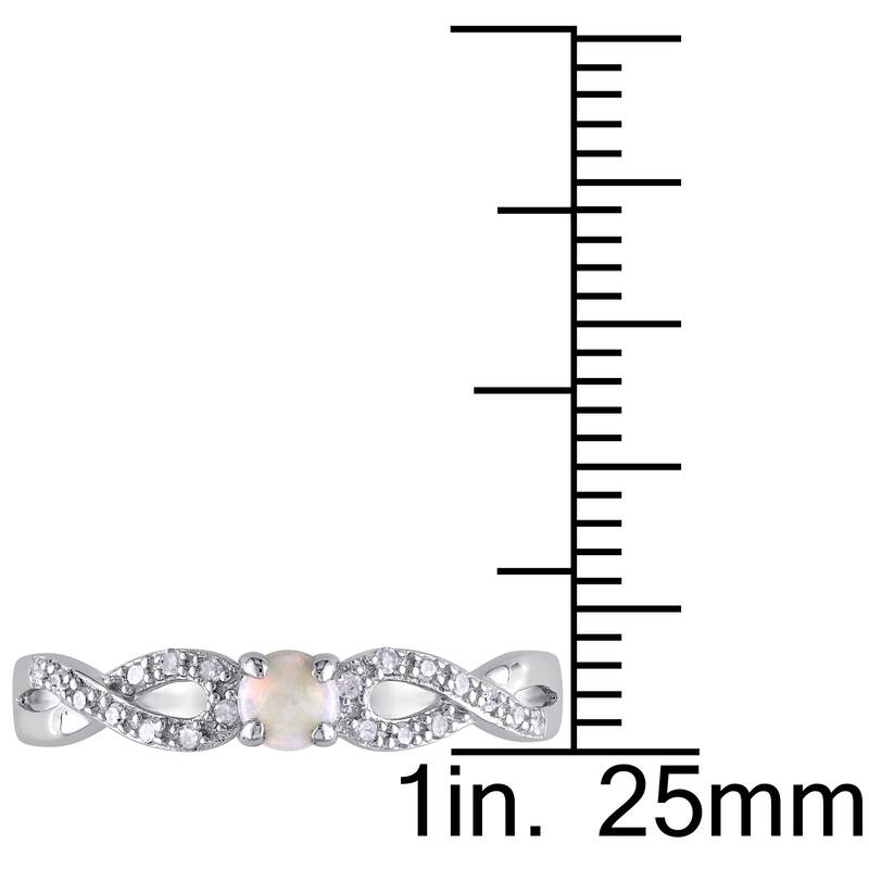 Miadora Sterling Silver Opal and 1/10ct TDW Diamond Infinity Ring (G-H, I2-I3)