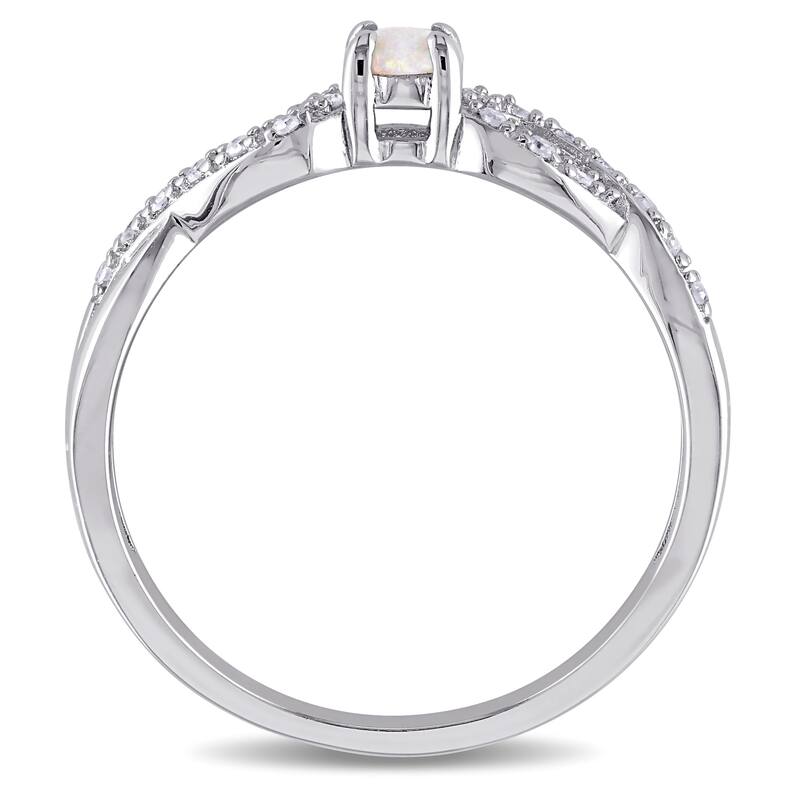 Miadora Sterling Silver Opal and 1/10ct TDW Diamond Infinity Ring (G-H, I2-I3)