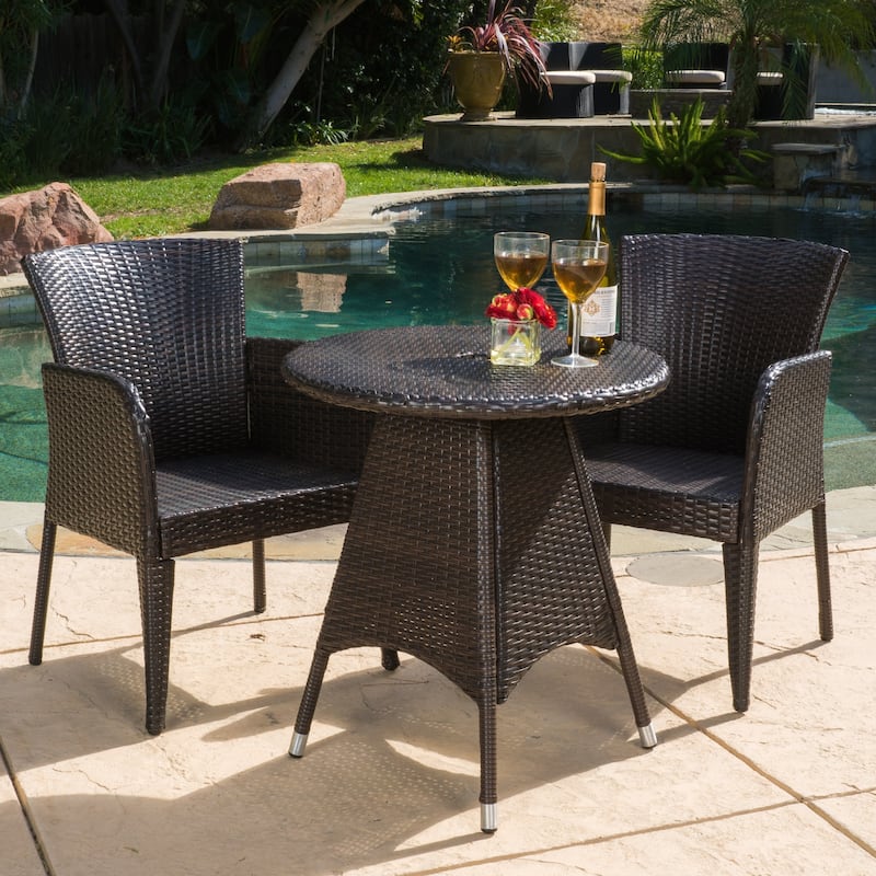 Brayden Outdoor 3-piece Wicker Bistro Set by Christopher Knight Home - N/A - Multi Brown