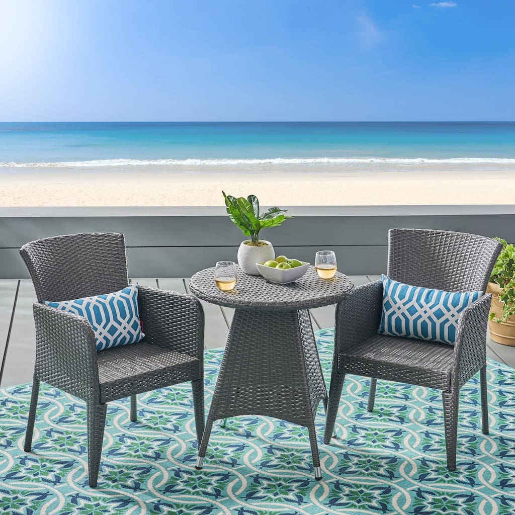 Brayden Outdoor 3-piece Wicker Bistro Set by Christopher Knight Home