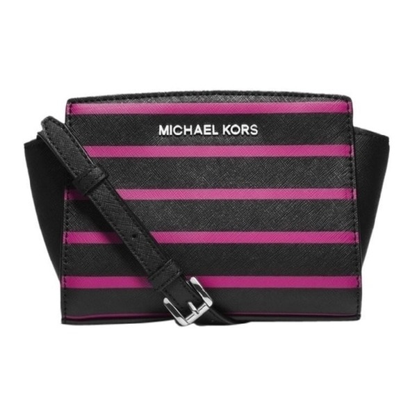 michael kors red and white striped bag