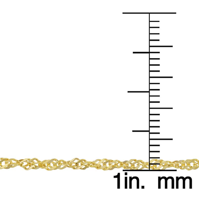 Fremada 10k Yellow Gold 2.2-mm Singapore Chain Anklet (10 inches)