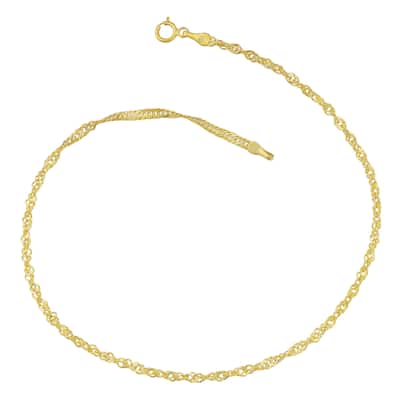 Fremada 10k Yellow Gold 2.2-mm Singapore Chain Anklet (10 inches)