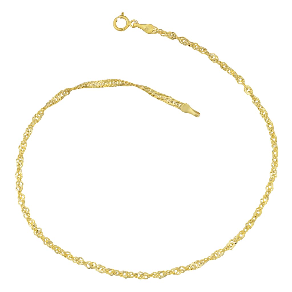 Fremada 10k Yellow Gold 2.2-mm Singapore Chain Anklet (10 inches)