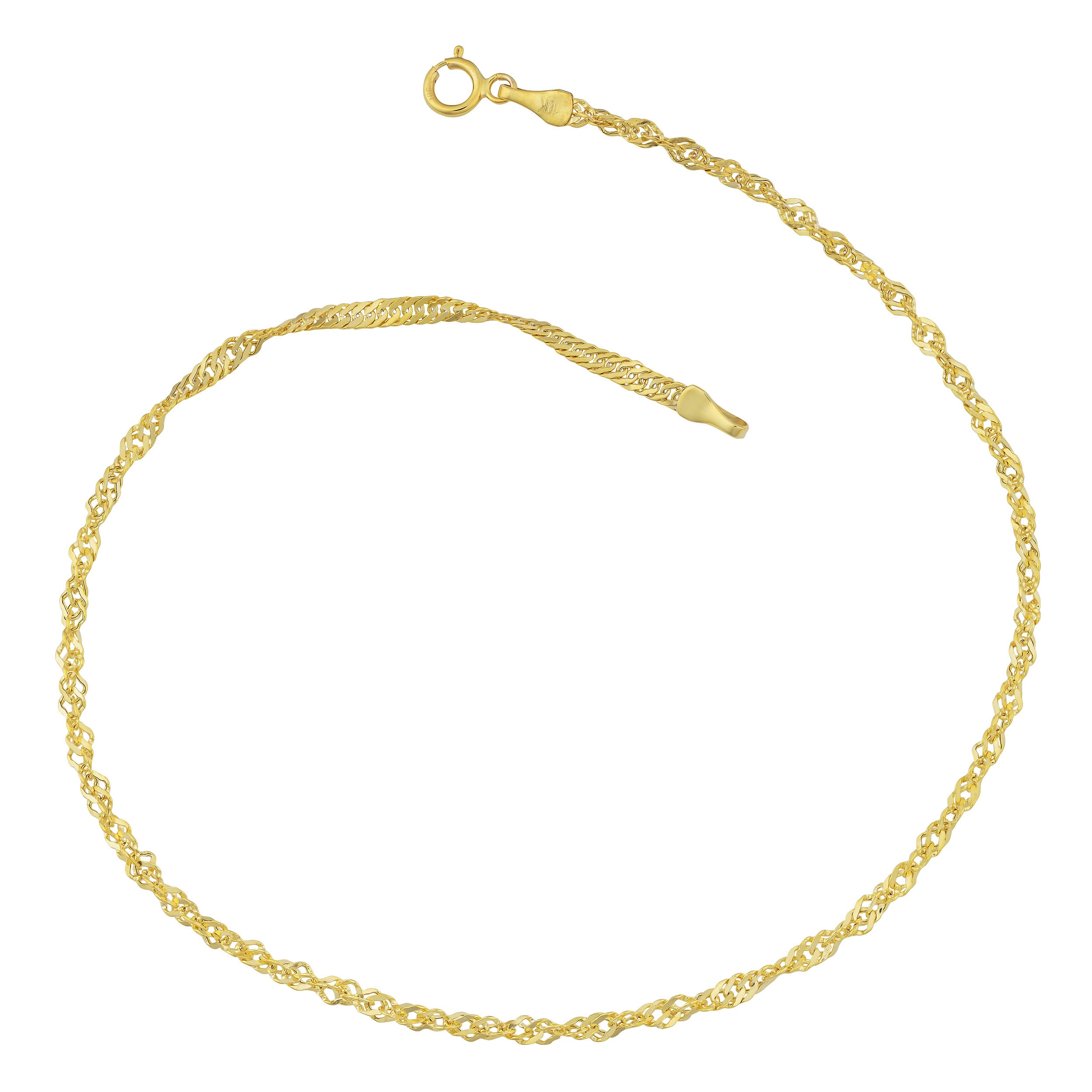 Au Naturale 10k Yellow Gold 2.2-mm Singapore Chain Anklet (10 inches)