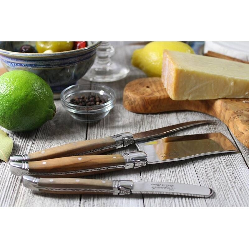 French Home 3 Piece Laguiole Connoisseur Olive Wood Cheese Set - Brown