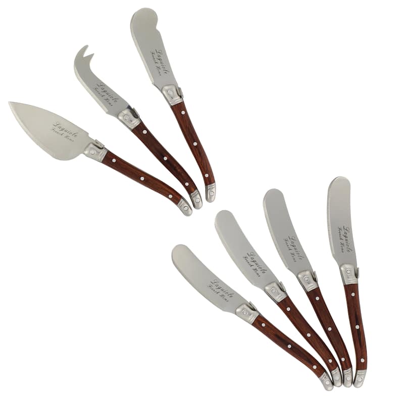 French Home 7-piece Laguiole Pakkawood Cheese Set