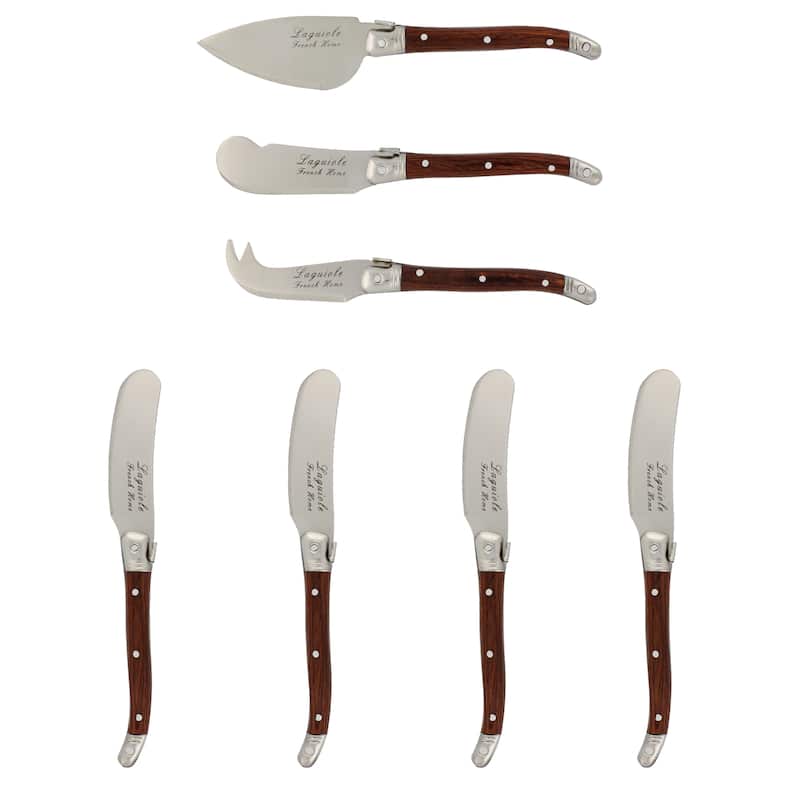 French Home 7-piece Laguiole Pakkawood Cheese Set